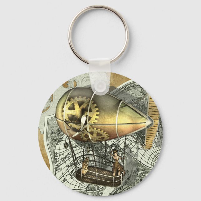 Steampunk Dirigible Air Tour Chaveiro (Frente)