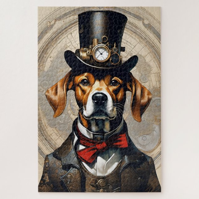 Steampunk Dog Jig Saw Quebra-cabeça (Vertical)