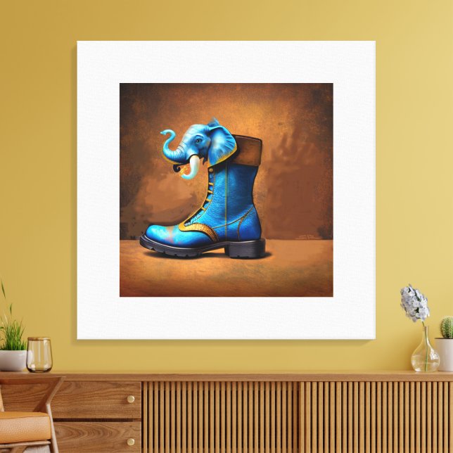 Steampunk Elephant Boot canvas print (Insitu(Sala de estar))