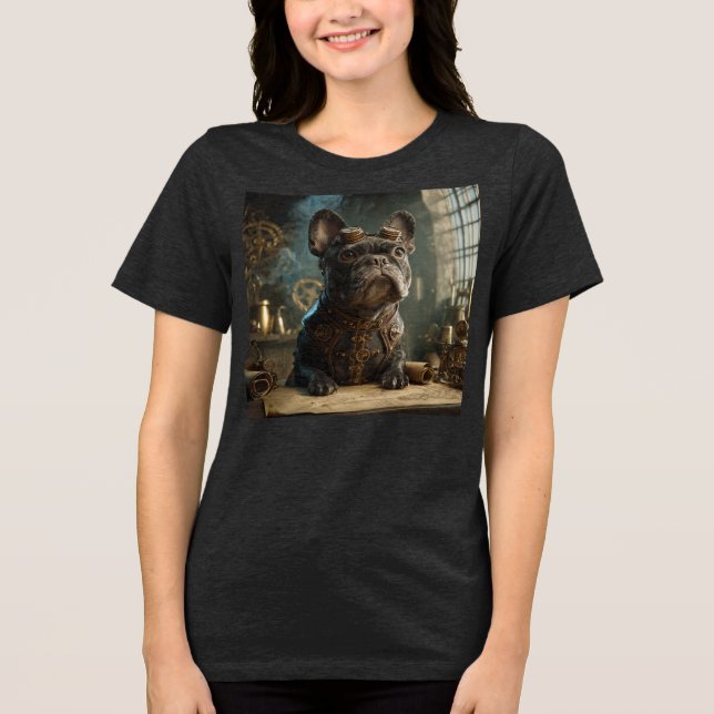 Steampunk Frenchie (Edição 1) - Tri-blend Feminino (Frente)