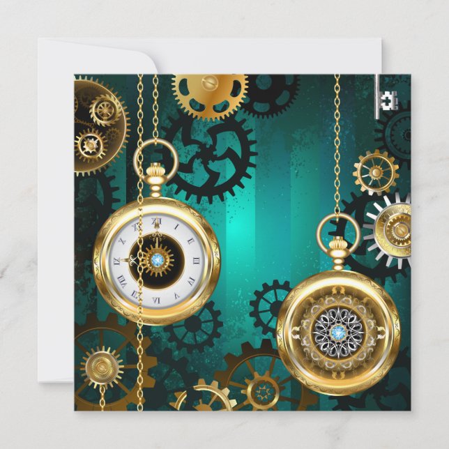 Steampunk Jewelry Watch em um fundo verde (Frente)