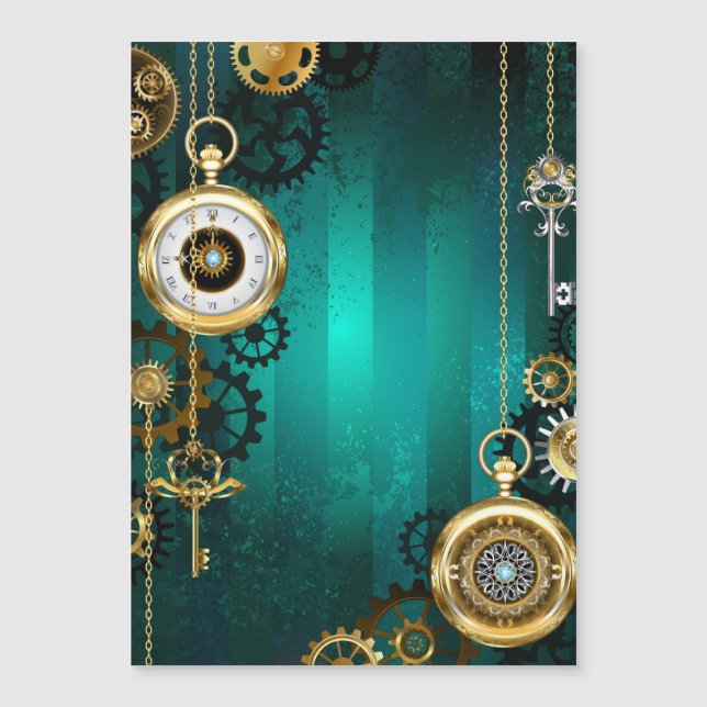 Steampunk Jewelry Watch em um fundo verde (Frente)