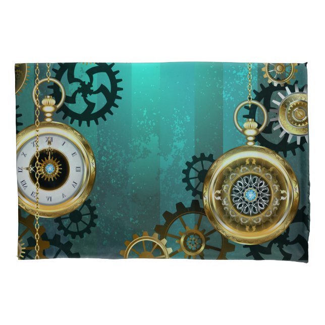 Steampunk Jewelry Watch em um fundo verde (Frente-Esquerda)