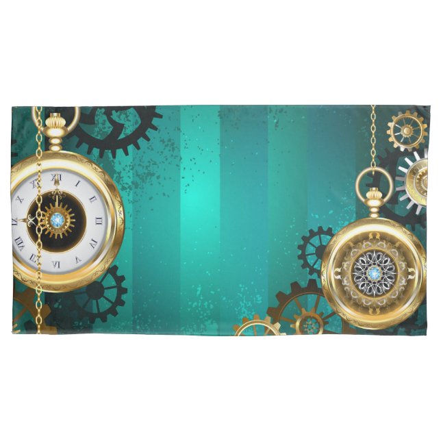 Steampunk Jewelry Watch em um fundo verde (Frente-Esquerda)