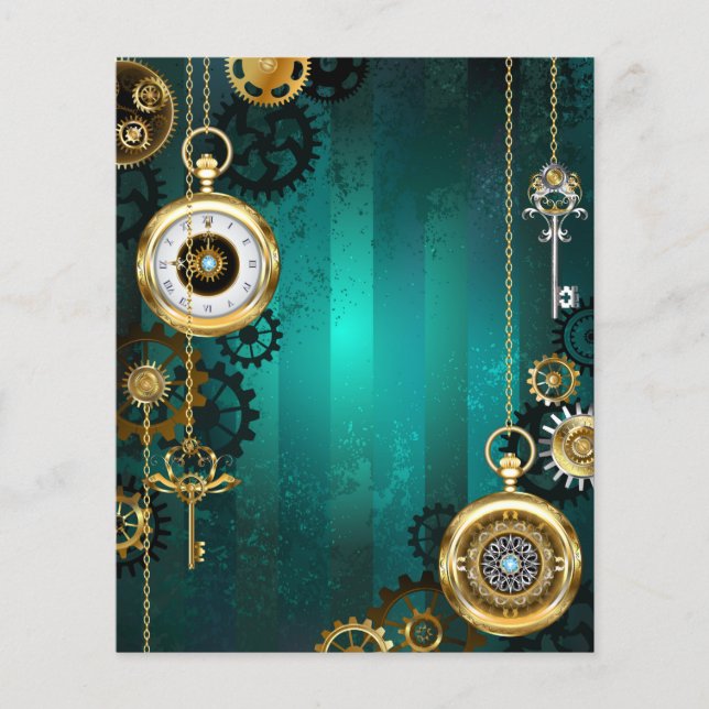 Steampunk Jewelry Watch em um fundo verde (Frente)