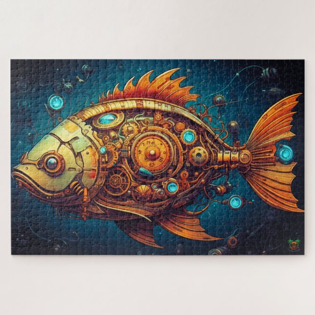 🐙 Steampunk Mechanical Fish Quebra-cabeça 🐟 (Horizontal)