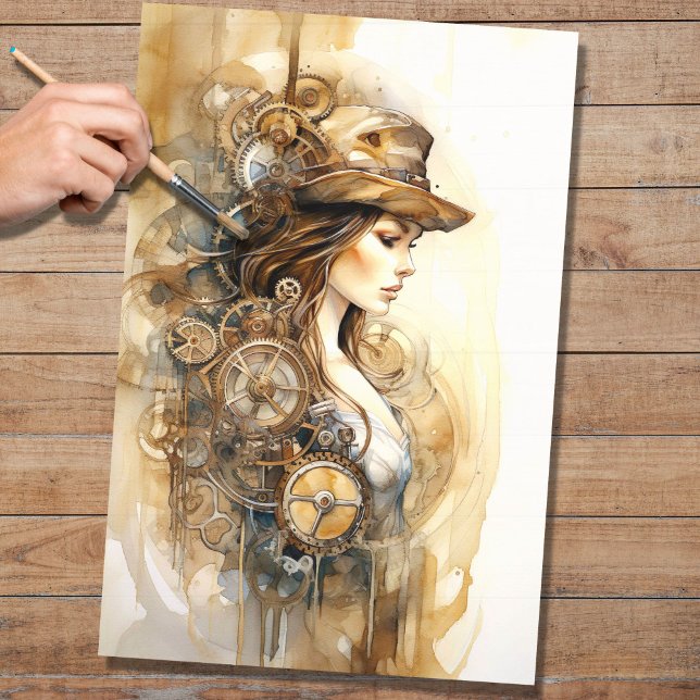 Steampunk Mulher 6 - Papel Decoupage (Criador carregado)