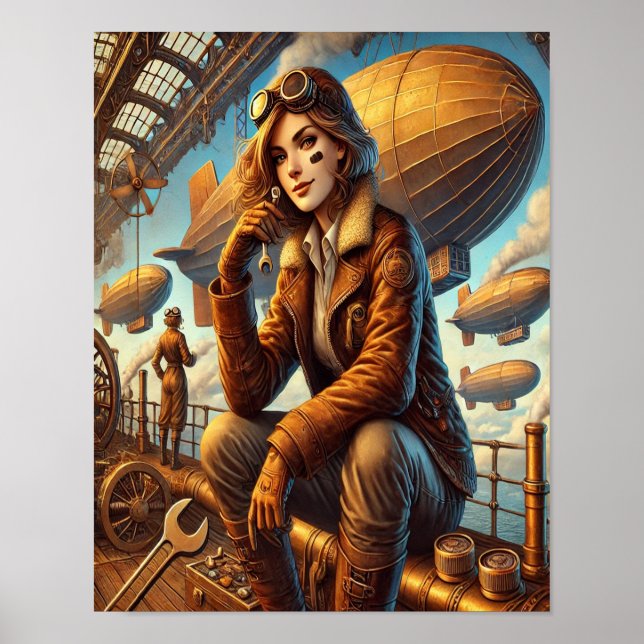 Steampunk Poster 11, o uso do mecanismo de aerósta (Frente)