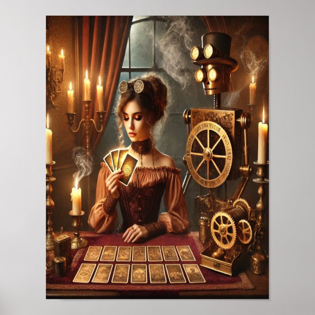 Steampunk Poster 46, O Clockwork Tarot Reader (Frente)