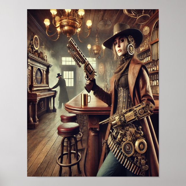 Steampunk Poster 59 O Gunslinger Mecânico (Frente)