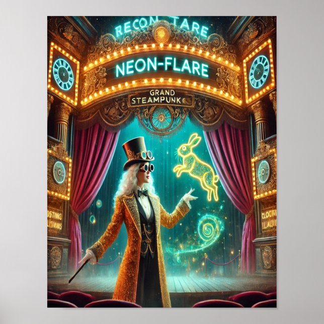 Steampunk Poster 70 O Mágico Neon-Flare (Frente)