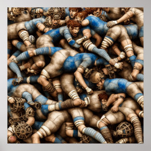 Steampunk Rugby - Impressão de pintura de rugby