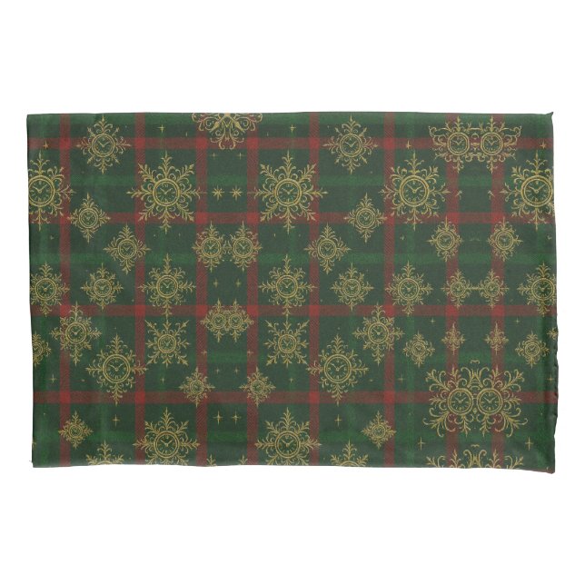 Steampunk Snowflake Red and Green Tartan (Frente-Esquerda)