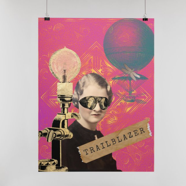 Steampunk Trailblazer Funky Collage Art Impressão (Criador carregado)
