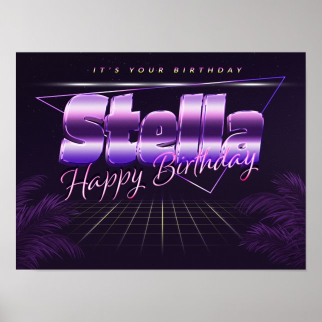 Stella Name Vorname lila retro Poster Geburtstag (Frente)