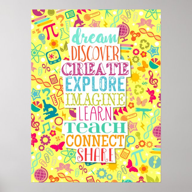 STEM Girls Rock Inspiration Yellow Poster (Frente)