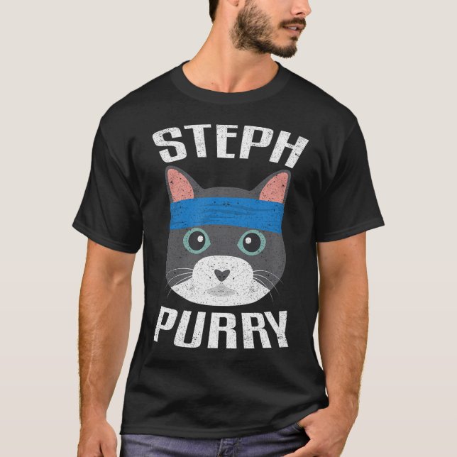 Steph Purry Cat - Camisa Engraçada De Basquete (Frente)
