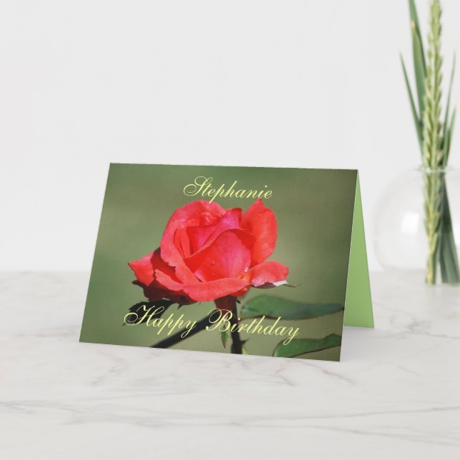 Stephanie Happy Birthday - Cartão de Rosa (Frente)