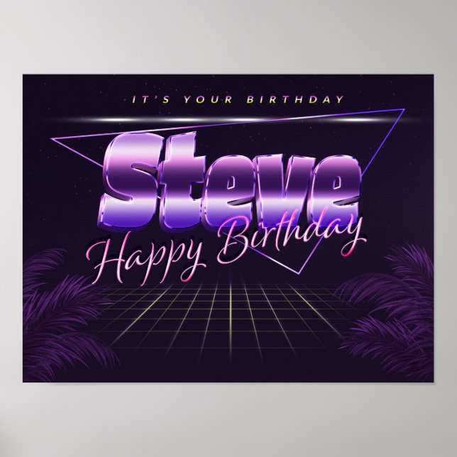 Steve Name Vorname lila retro Poster Geburtstag (Frente)