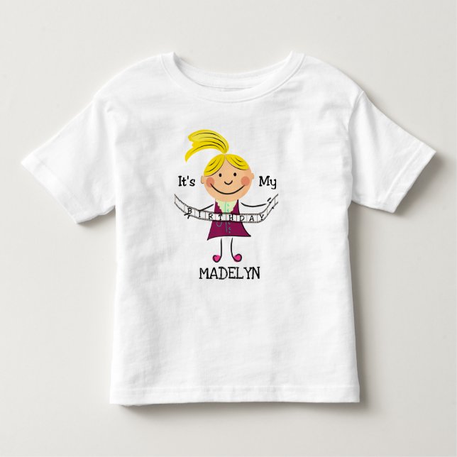"Stick Figure Girl" É a minha camiseta de aniversá (Frente)