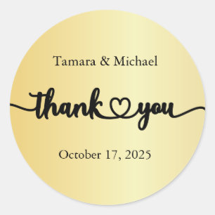 Stickers, Etiquetas de casamento, Obrigado Dourado