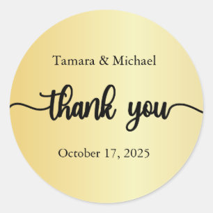 Stickers, Etiquetas de casamento, Obrigado Dourado