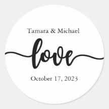 Stickers, Etiquetas de casamento, Script, Amor
