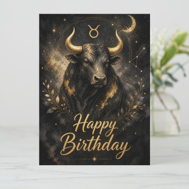 Stier Happy Birthday Sternzeichen Design (Em pé/Frente)