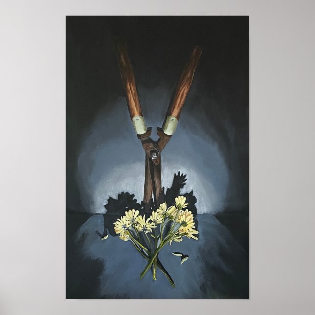 Still Life. Garden clippers and daisies poster (Frente)