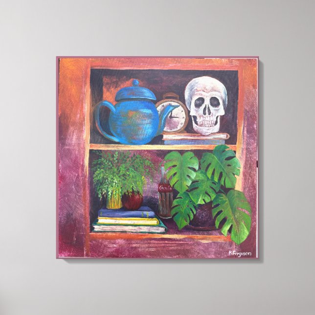 Still Life on a Bookcase Stretched Canvas Print (Frente)