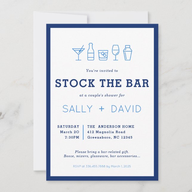 Stock The Bar Couple's Shower Invitation (Frente)