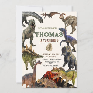Stomp sobre o Convite de aniversário Dino