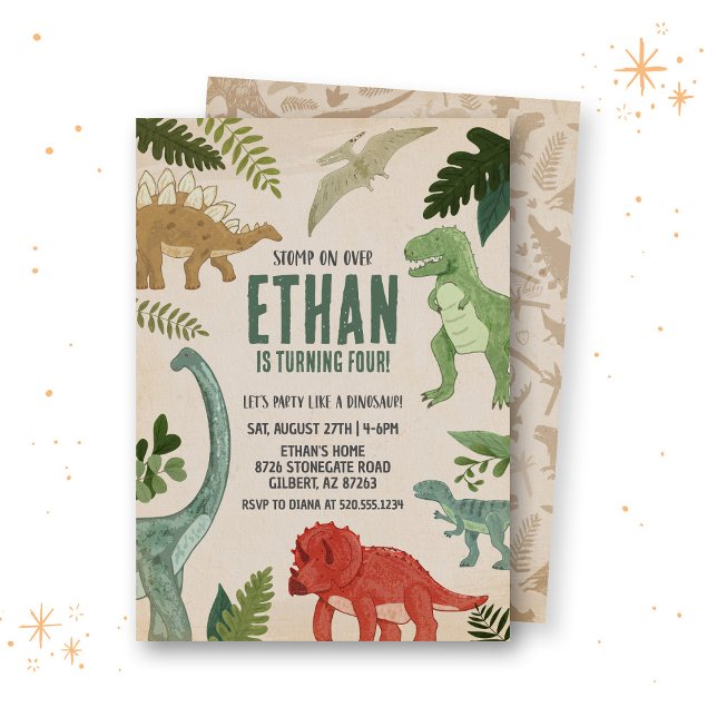 Stomp Sobre O Convite De Aniversário Do Dinossauro (Criador carregado)