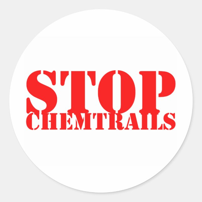 Stop Chemtrails - Adesivo Redondo (Frente)