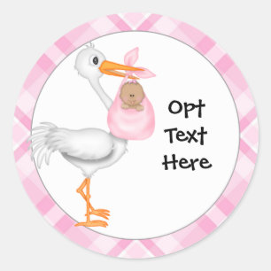 Stork & Baby Girl com adesivos de pele escura