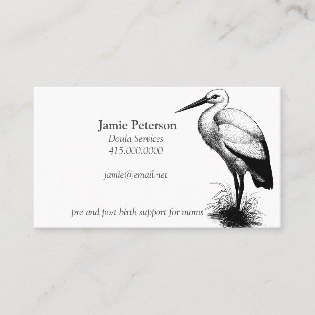Stork Chame Os Cartões de visitas Doula (Frente)