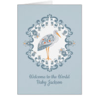Stork de Arte Folclórica| Cartão de bebê personali