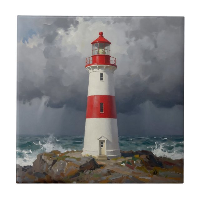 Stormy Red Lighthouse Coastal  (Frente)