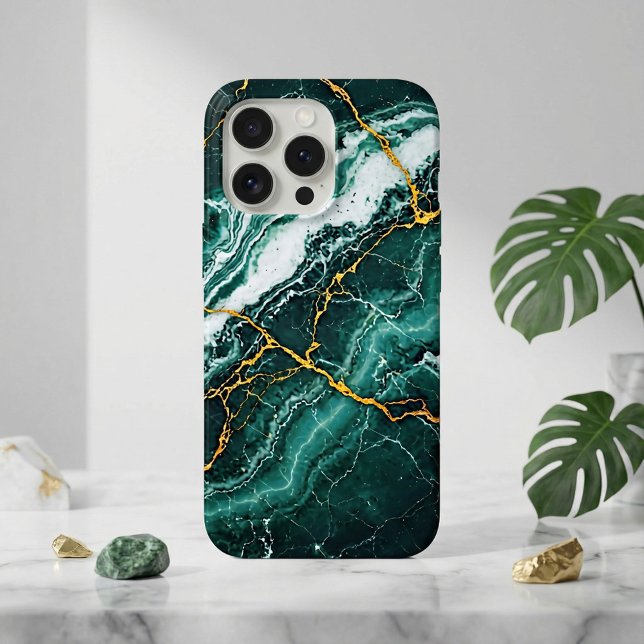 Stormy Sea Green Marble & Gold Cracks (Criador carregado)