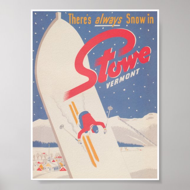 Stowe Vermont Vintage Ski Poster (Frente)