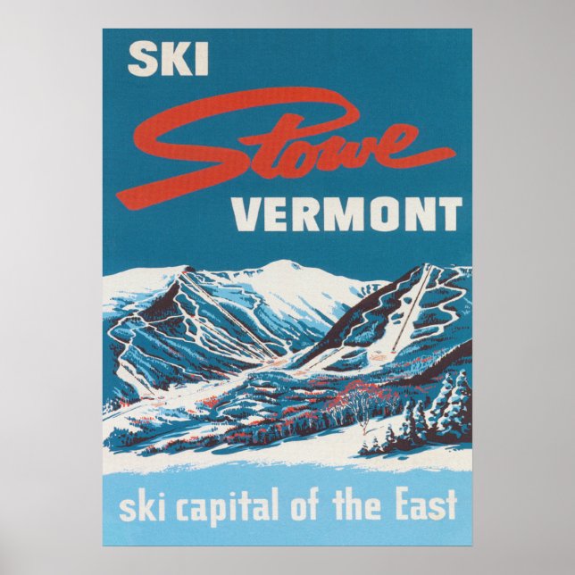 Stowe Vermont Vintage Ski Poster (Frente)