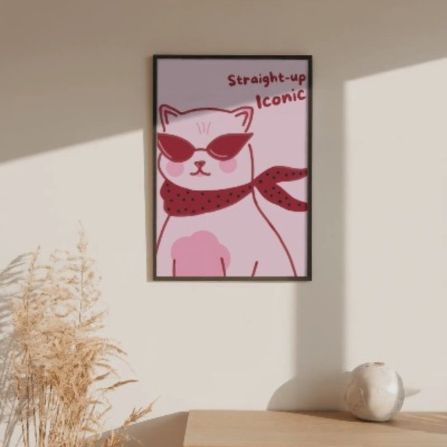 Straight-Up Iconic Pink Cat Poster (Criador carregado)