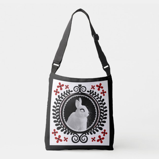 Strange White Bunny Crossbody Bag / Shoulder Tote (Frente)