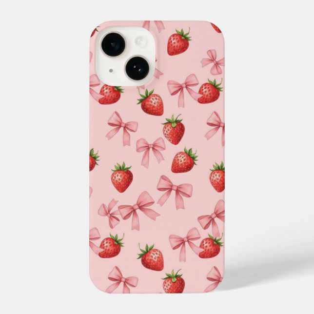 Strawberry and Pink Bows Pattern Phone Case (Verso)