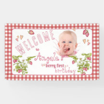 Strawberry Berry Primeiro Banner de Aniversário