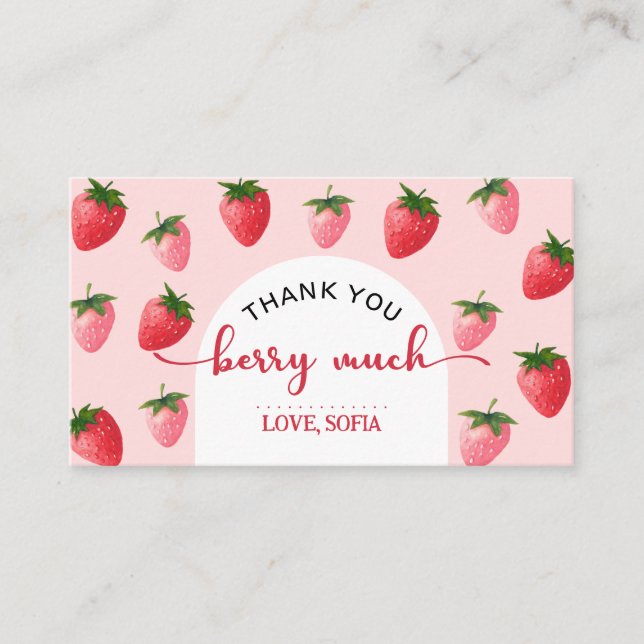 Strawberry Berry Primeiro Cartões de agradecimento (Frente)