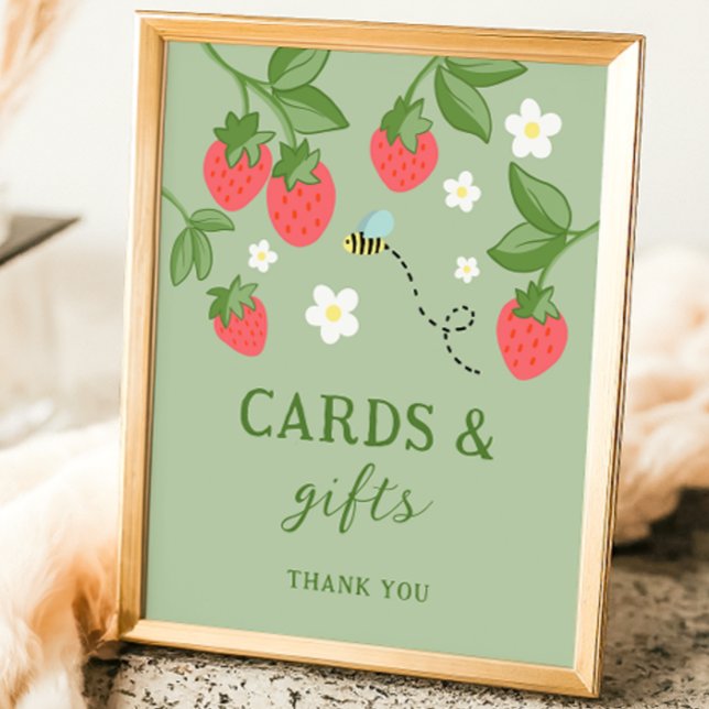 Strawberry Berry Sweet Birthday Party Sign Poster (Criador carregado)