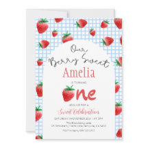Strawberry Berry Sweet Primeiro Convite de Anivers