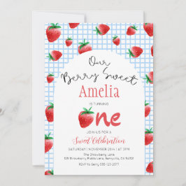 Strawberry Berry Sweet Primeiro Convite de Anivers