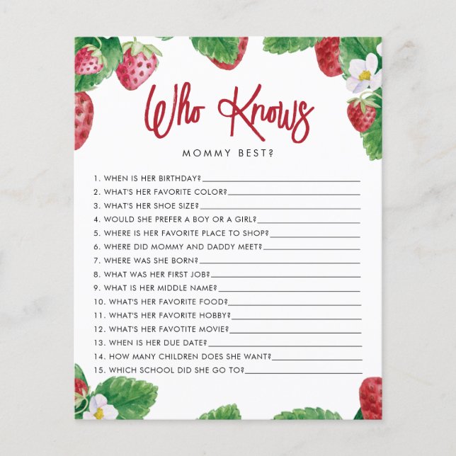 Strawberry Berry Sweet Que Conhece O Jogo Da Mamãe (Frente)